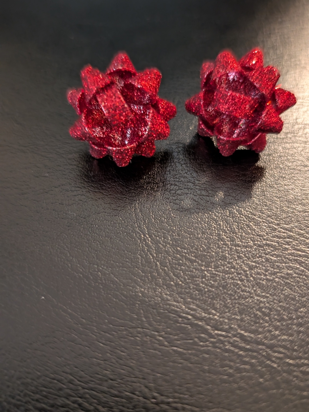 Red Festive Bow Stud Earrings - Women Accessories